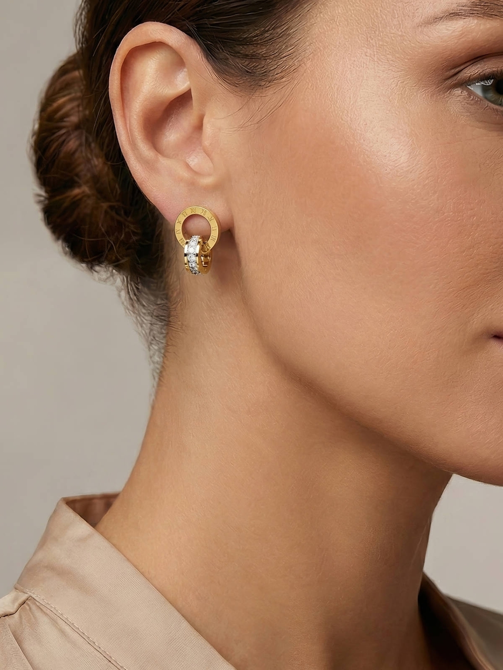 Elegant 18k Gold Plated Crystal Hoop Drop Earrings - Women Jewelry